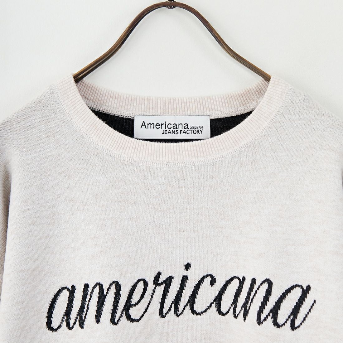 Americana × JEANS FACTORY [アメリカーナ × ジーンズファクトリー] 別注 ショート丈 フロントロゴ スウェットライクニット [ASO-C-003-2-JF] ｱｲﾎﾞﾘｰ