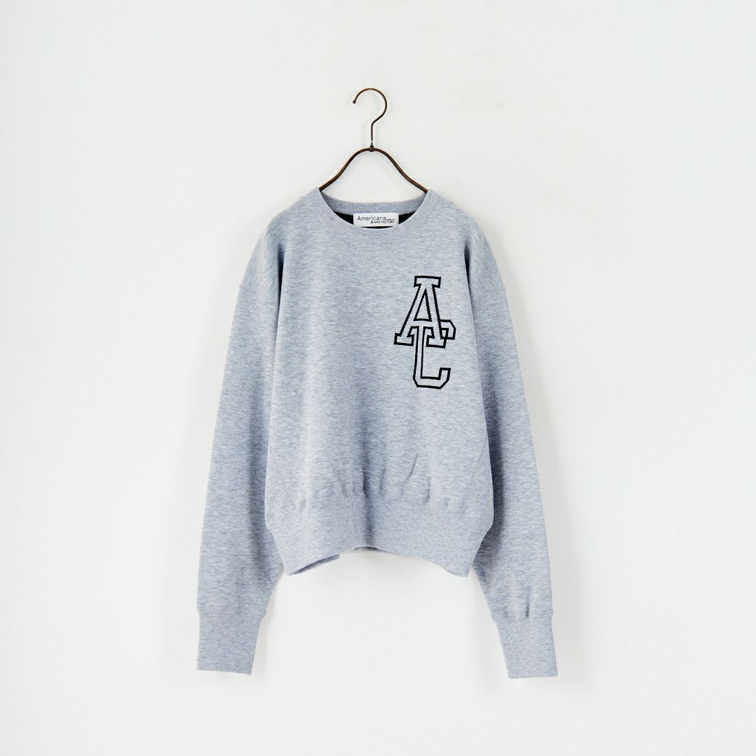 Americana × JEANS FACTORY [アメリカーナ × ジーンズファクトリー] 別注 ショート丈 バックロゴ スウェットライクニット [ASO-C-003-1-JF] ｸﾞﾚｰ