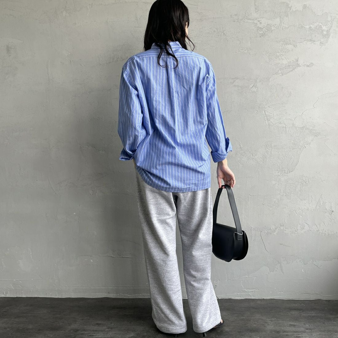 Americana × JEANS FACTORY [アメリカーナ × ジーンズファクトリー] 別注 カレッジロゴ スウェットパンツ [BRF-788A-1-JF] ﾓｸｸﾞﾚｰ &&モデル身長：160cm 着用サイズ：ONE SIZE&&