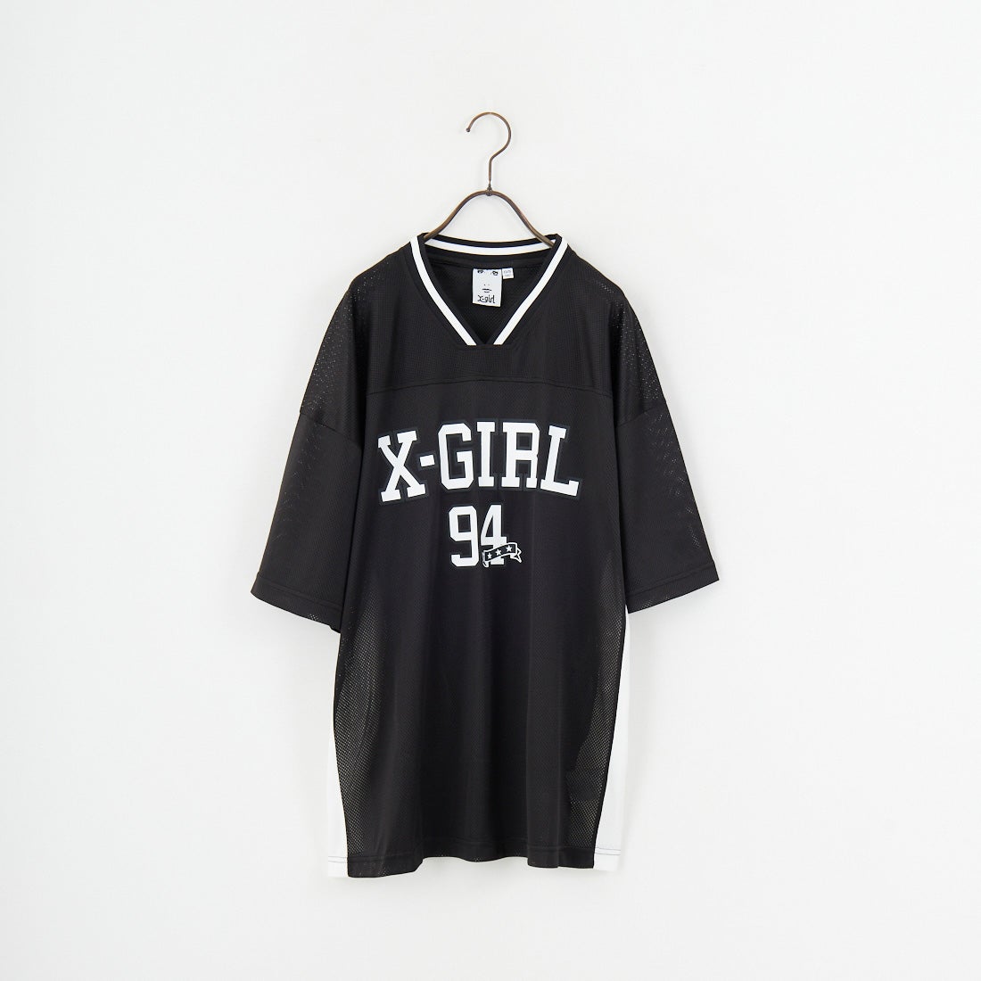 X-girl [エックスガール] フットボールメッシュTシャツワンピース [105253041001] BLACK