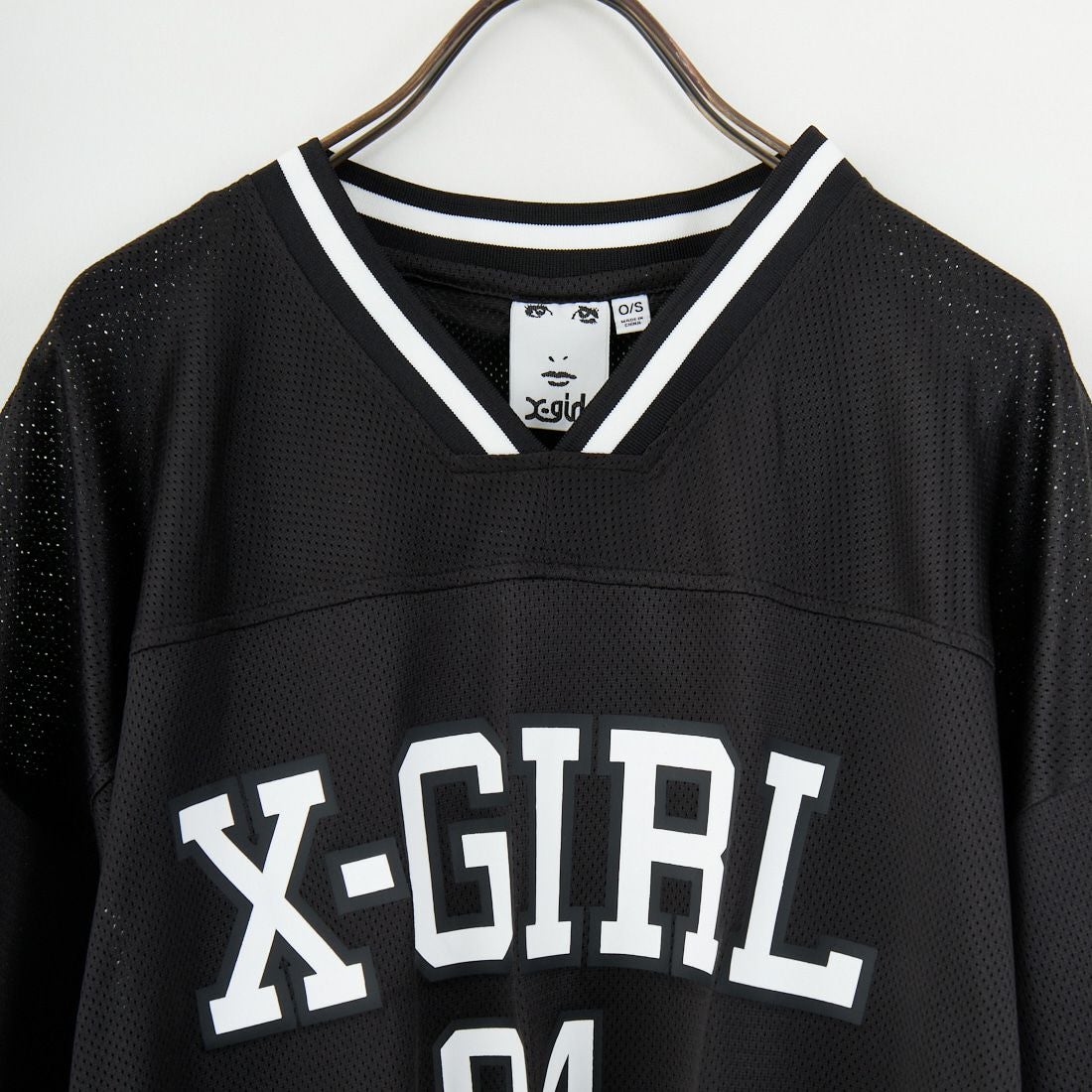 X-girl [エックスガール] フットボールメッシュTシャツワンピース [105253041001] BLACK