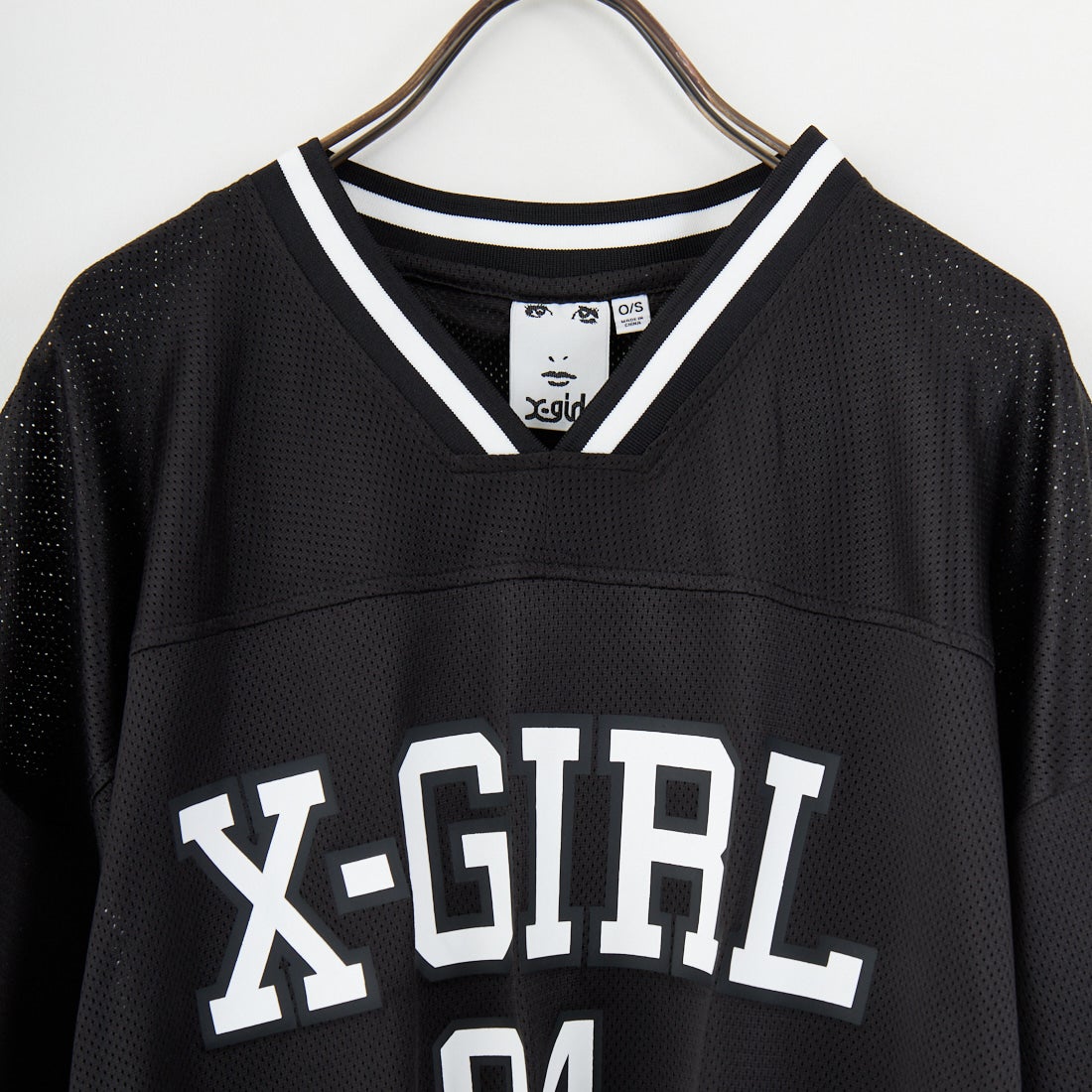 X-girl [エックスガール] フットボールメッシュTシャツワンピース [105253041001] BLACK