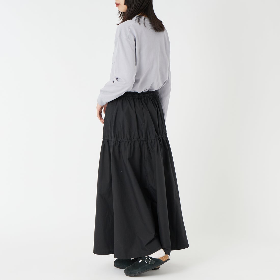 THE NORTH FACE PURPLE LABEL [ザ ノースフェイス パープルレーベル] 8オンスフィールド ロングスリーブポケットTシャツ [N25FT063] LH LIGHT G &&モデル身長：162cm 着用サイズ：WS&&