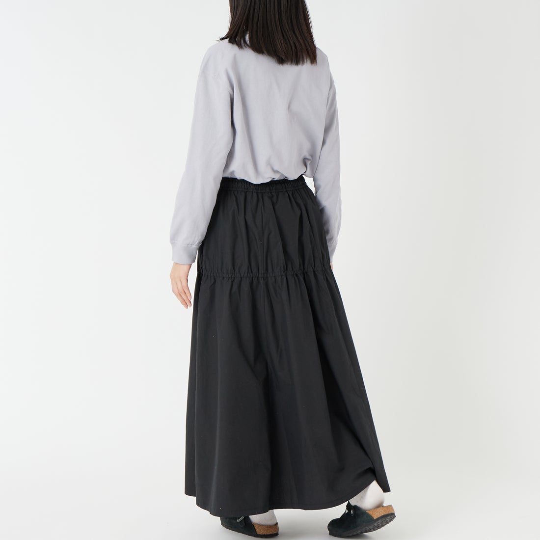 THE NORTH FACE PURPLE LABEL [ザ ノースフェイス パープルレーベル] 8オンスフィールド ロングスリーブポケットTシャツ [N25FT063] LH LIGHT G &&モデル身長：162cm 着用サイズ：WS&&