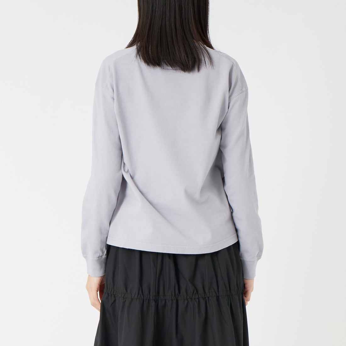 THE NORTH FACE PURPLE LABEL [ザ ノースフェイス パープルレーベル] 8オンスフィールド ロングスリーブポケットTシャツ [N25FT063] LH LIGHT G &&モデル身長：162cm 着用サイズ：WS&&