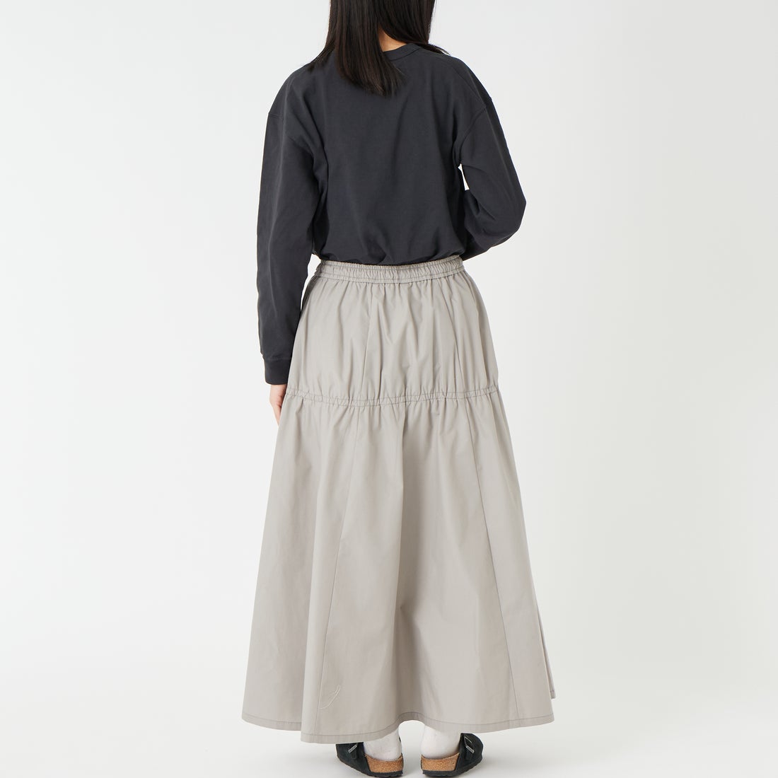 THE NORTH FACE PURPLE LABEL [ザ ノースフェイス パープルレーベル] 8オンスフィールド ロングスリーブポケットTシャツ [N25FT063] K BLACK &&モデル身長：162cm 着用サイズ：WS&&