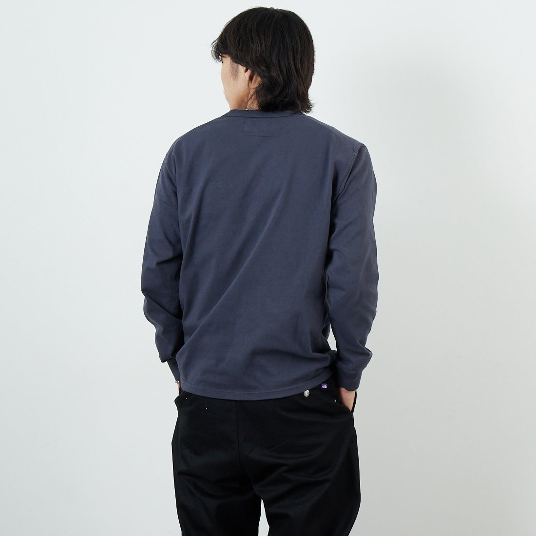 THE NORTH FACE PURPLE LABEL [ザ ノースフェイス パープルレーベル] 8オンスフィールド ロングスリーブポケットTシャツ [N25FT063] AH ASPHALT &&モデル身長：179cm 着用サイズ：M&&