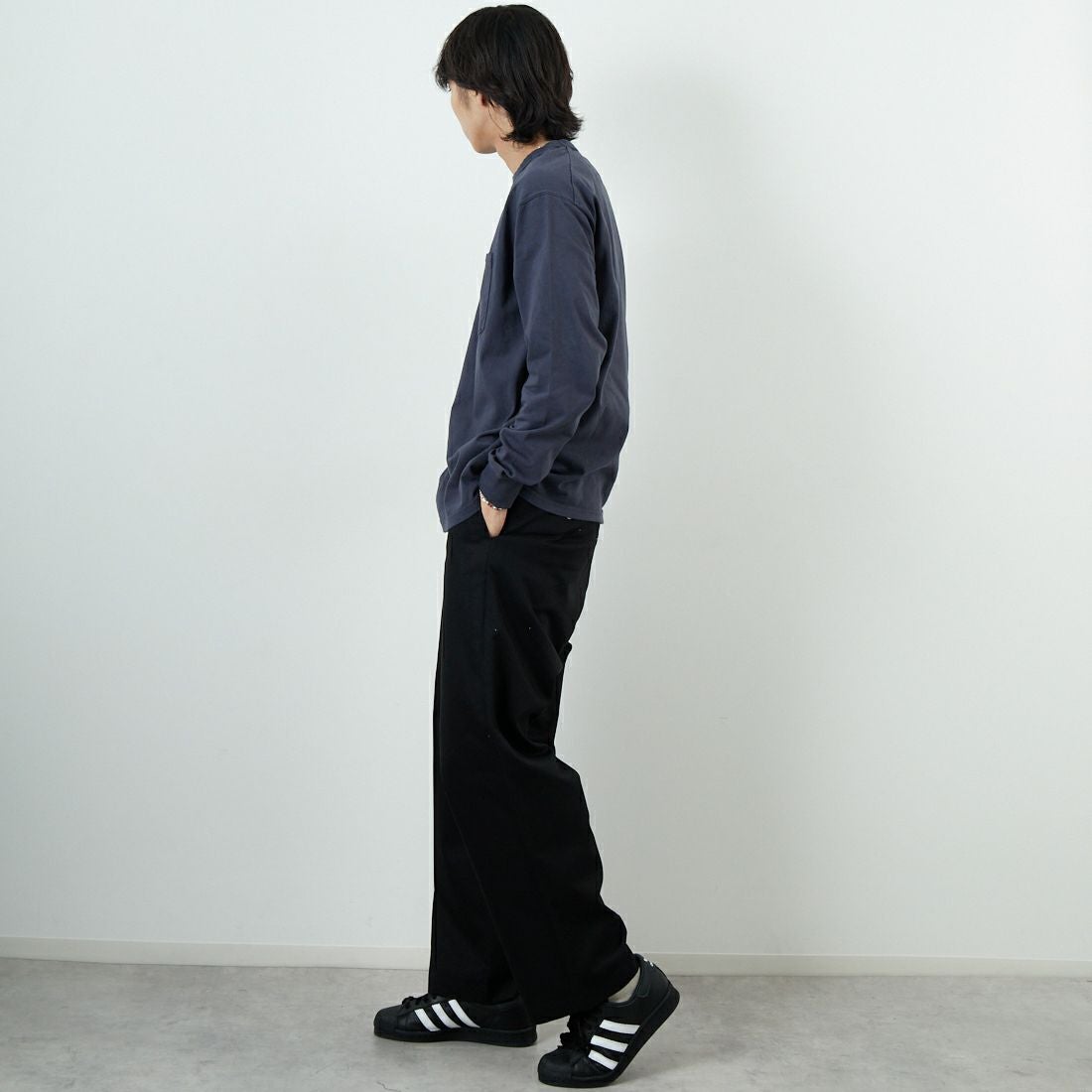 THE NORTH FACE PURPLE LABEL [ザ ノースフェイス パープルレーベル] 8オンスフィールド ロングスリーブポケットTシャツ [N25FT063] AH ASPHALT &&モデル身長：179cm 着用サイズ：M&&