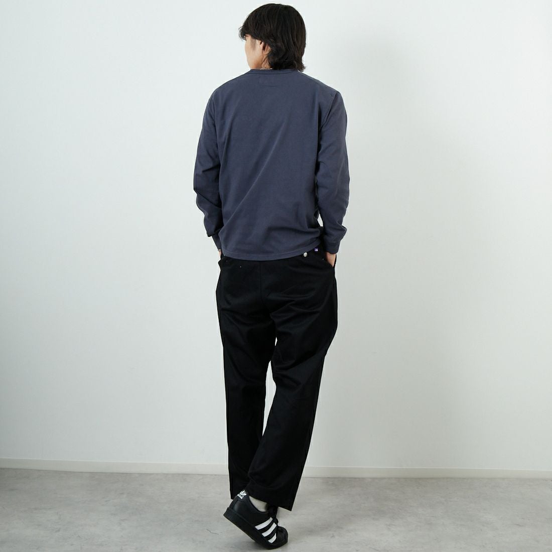 THE NORTH FACE PURPLE LABEL [ザ ノースフェイス パープルレーベル] 8オンスフィールド ロングスリーブポケットTシャツ [N25FT063] AH ASPHALT &&モデル身長：179cm 着用サイズ：M&&