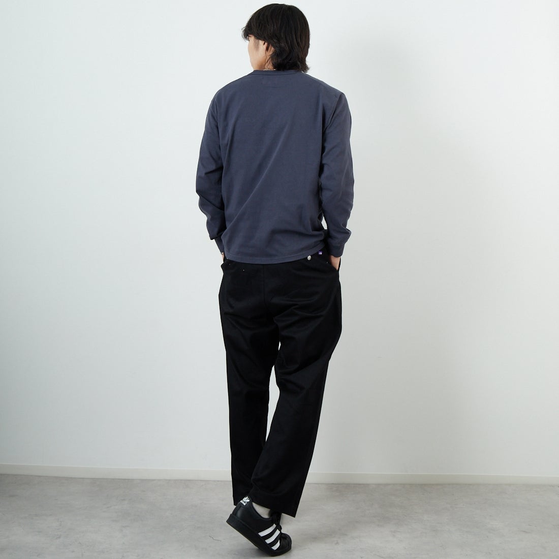 THE NORTH FACE PURPLE LABEL [ザ ノースフェイス パープルレーベル] 8オンスフィールド ロングスリーブポケットTシャツ [N25FT063] AH ASPHALT &&モデル身長：179cm 着用サイズ：M&&