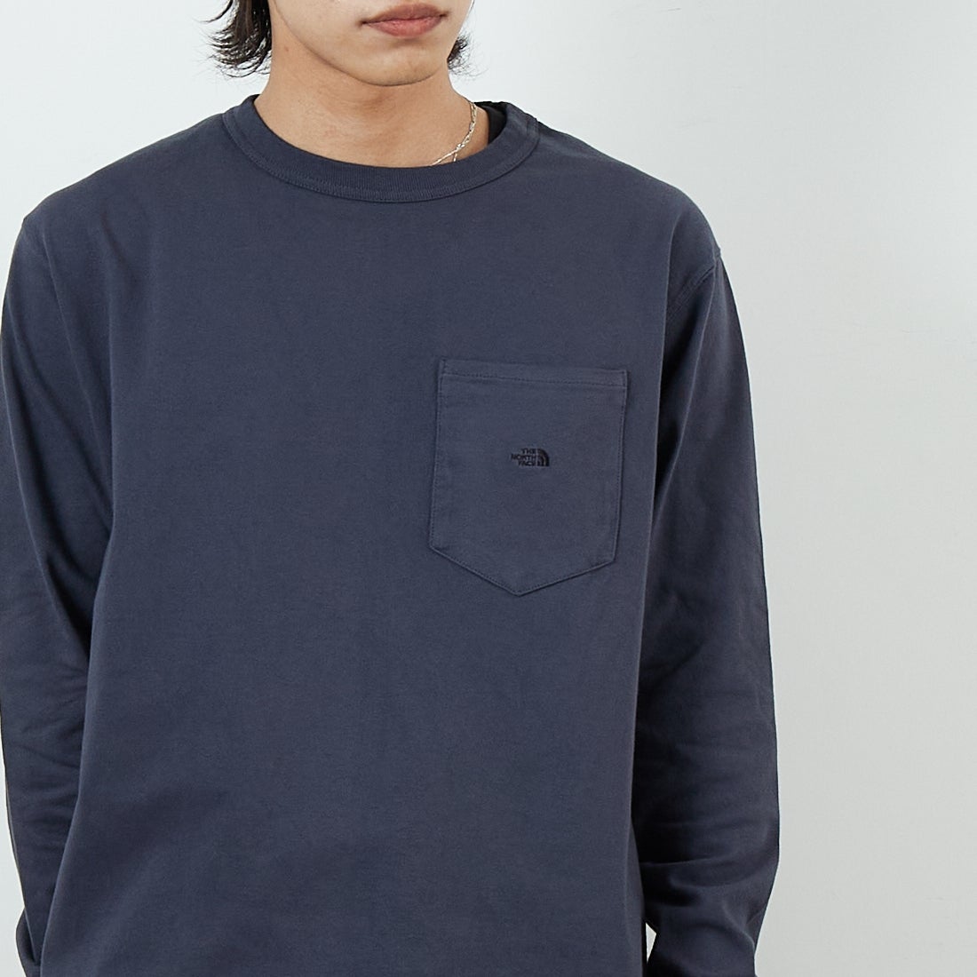 THE NORTH FACE PURPLE LABEL [ザ ノースフェイス パープルレーベル] 8オンスフィールド ロングスリーブポケットTシャツ [N25FT063] AH ASPHALT &&モデル身長：179cm 着用サイズ：M&&