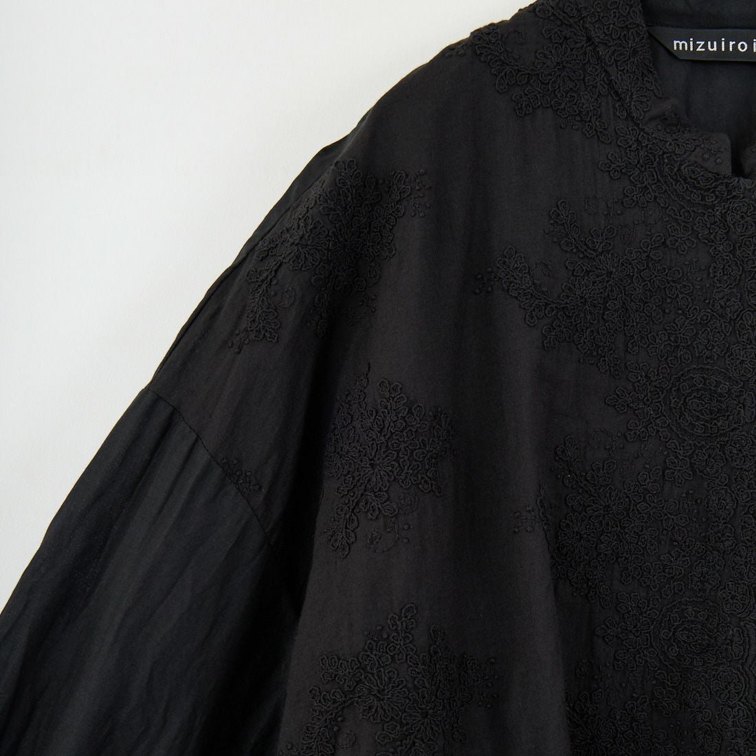 mizuiro ind [ミズイロインド] レーススタンドカラーワイドシャツ [1-239005] 99 BLACK