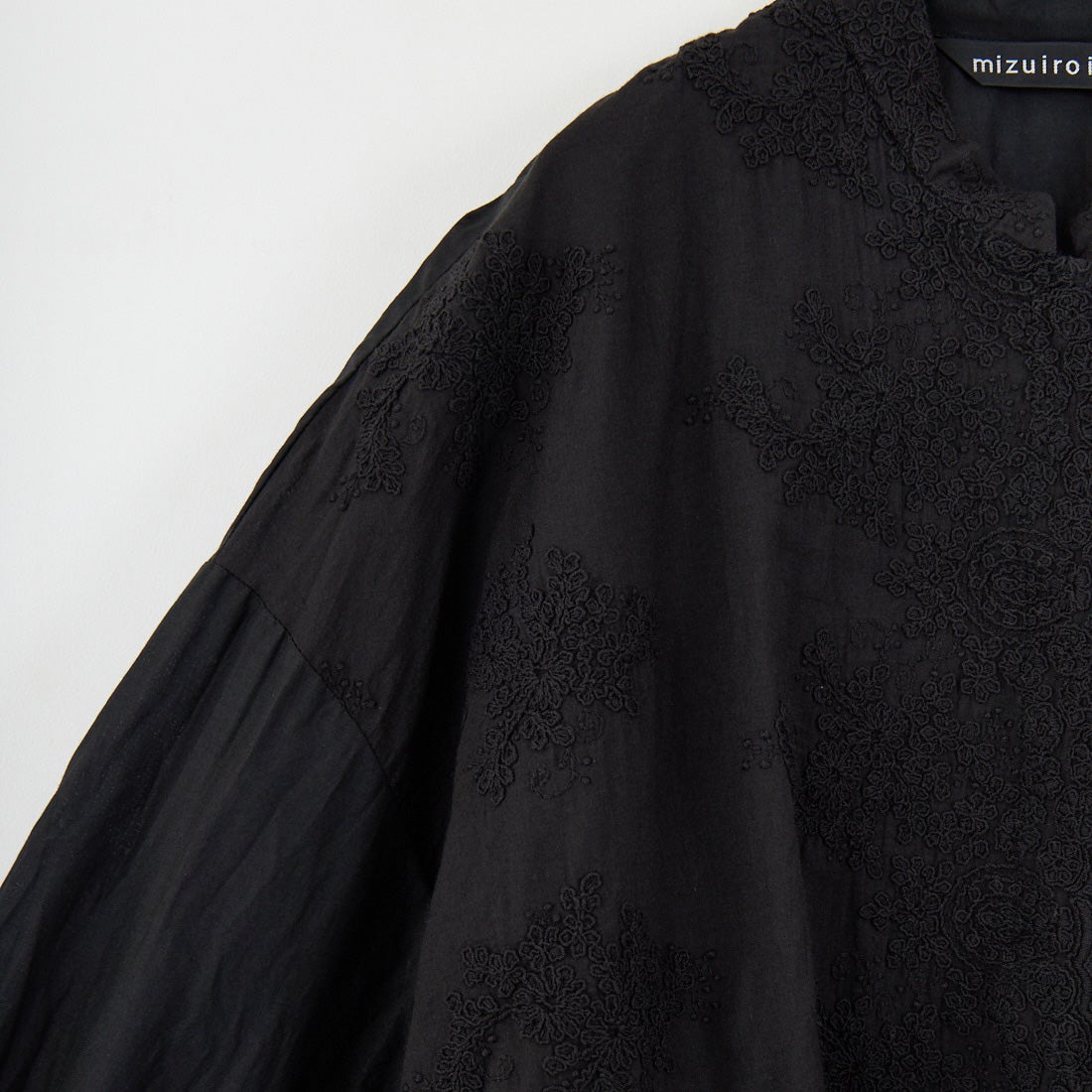 mizuiro ind [ミズイロインド] レーススタンドカラーワイドシャツ [1-239005] 99 BLACK