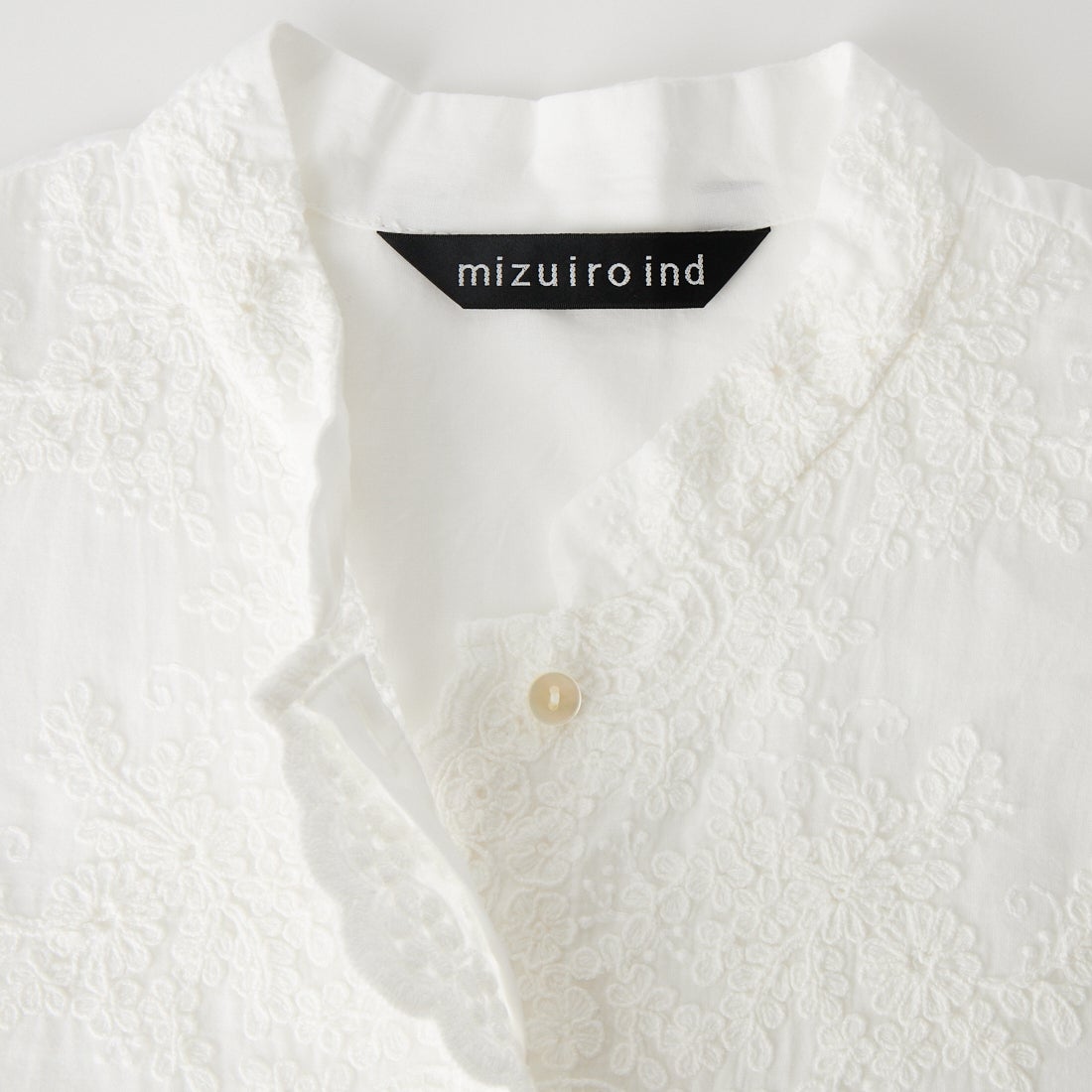 mizuiro ind [ミズイロインド] レーススタンドカラーワイドシャツ [1-239005] 11 O.WHITE
