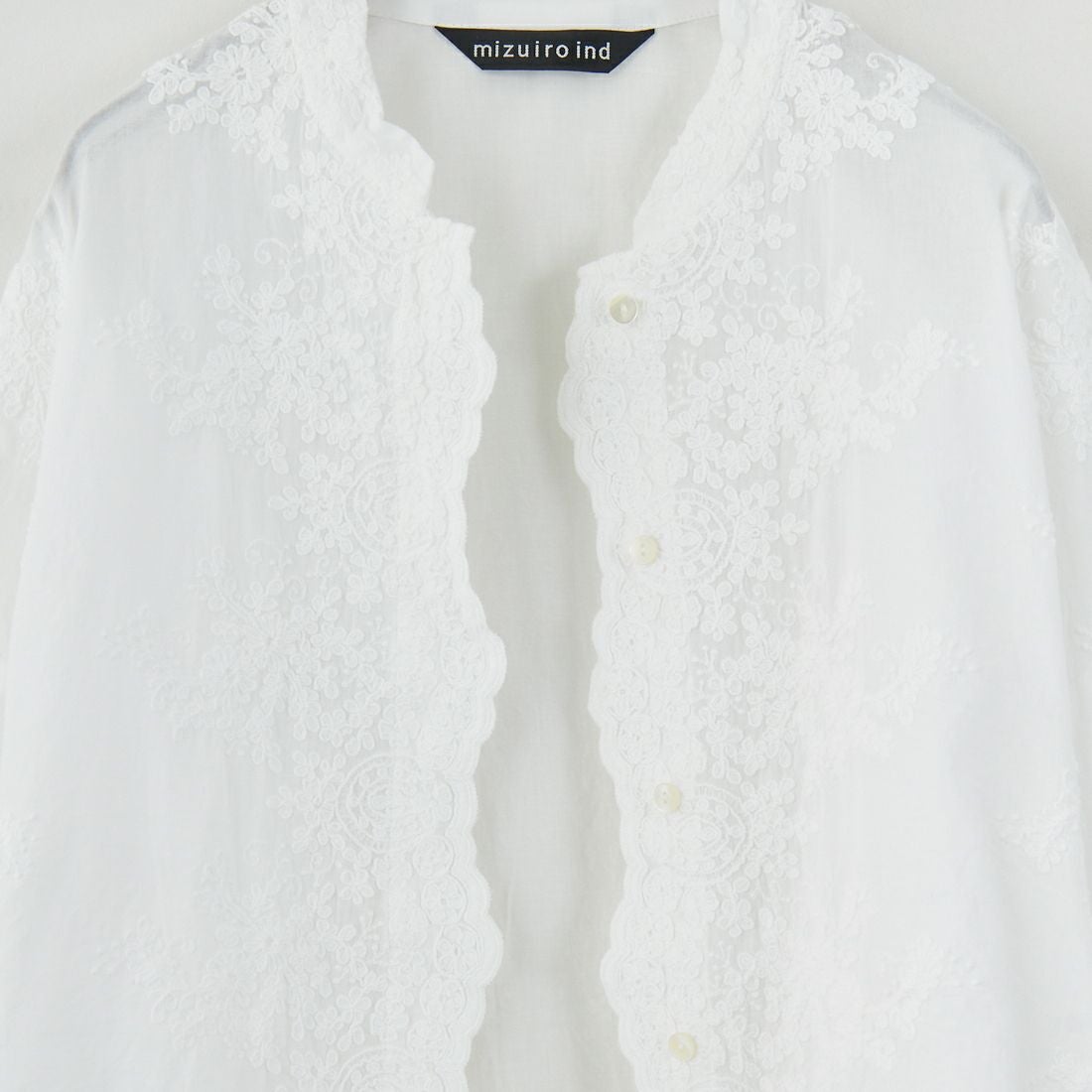 mizuiro ind [ミズイロインド] レーススタンドカラーワイドシャツ [1-239005] 11 O.WHITE