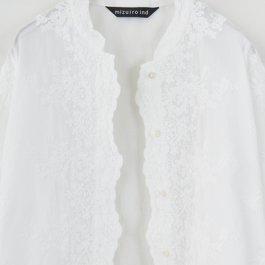 mizuiro ind [ミズイロインド] レーススタンドカラーワイドシャツ [1-239005] 11 O.WHITE