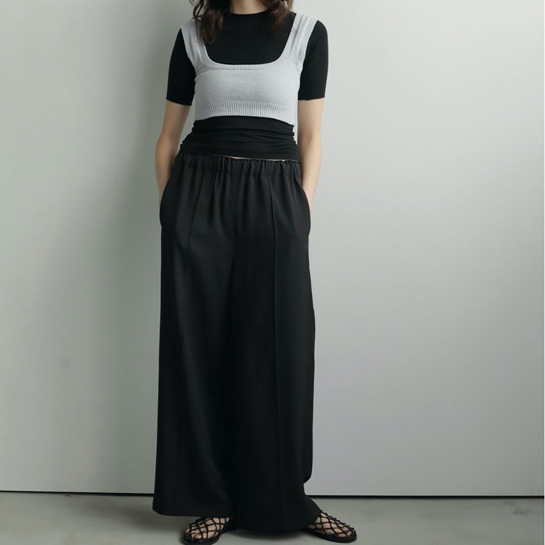 anuke [アンヌーク] ピンタックワイドパンツ [62520730] BLK