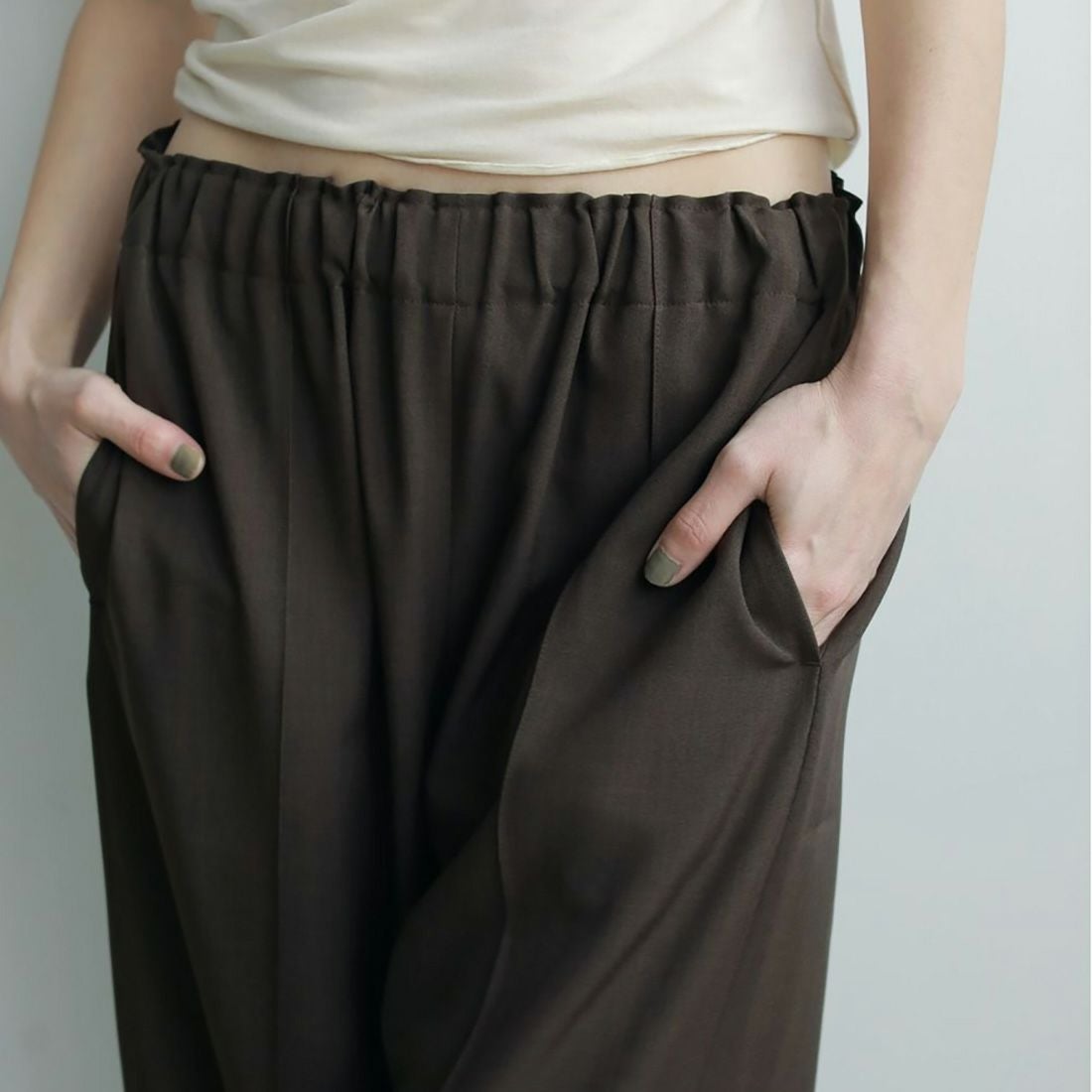 anuke [アンヌーク] ピンタックワイドパンツ [62520730] BRN