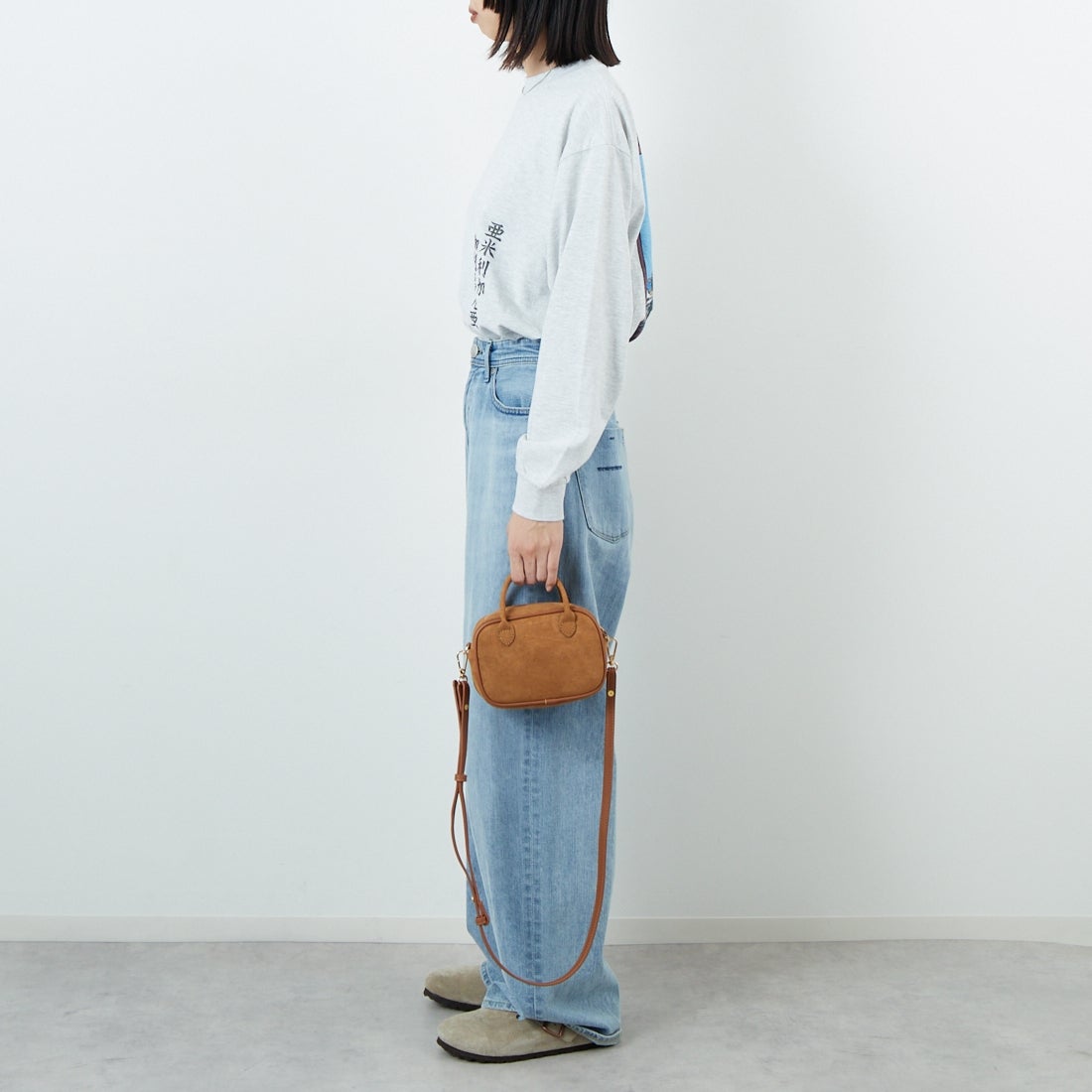 ILL ONE EIGHTY [イル ワンエイティ] アメリカンウェーブ ロングスリーブTシャツ [ILL252-02B] WHT HEATHE &&モデル身長：162cm 着用サイズ：S&&