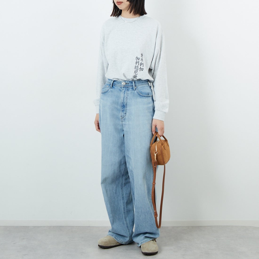 ILL ONE EIGHTY [イル ワンエイティ] アメリカンウェーブ ロングスリーブTシャツ [ILL252-02B] WHT HEATHE &&モデル身長：162cm 着用サイズ：S&&