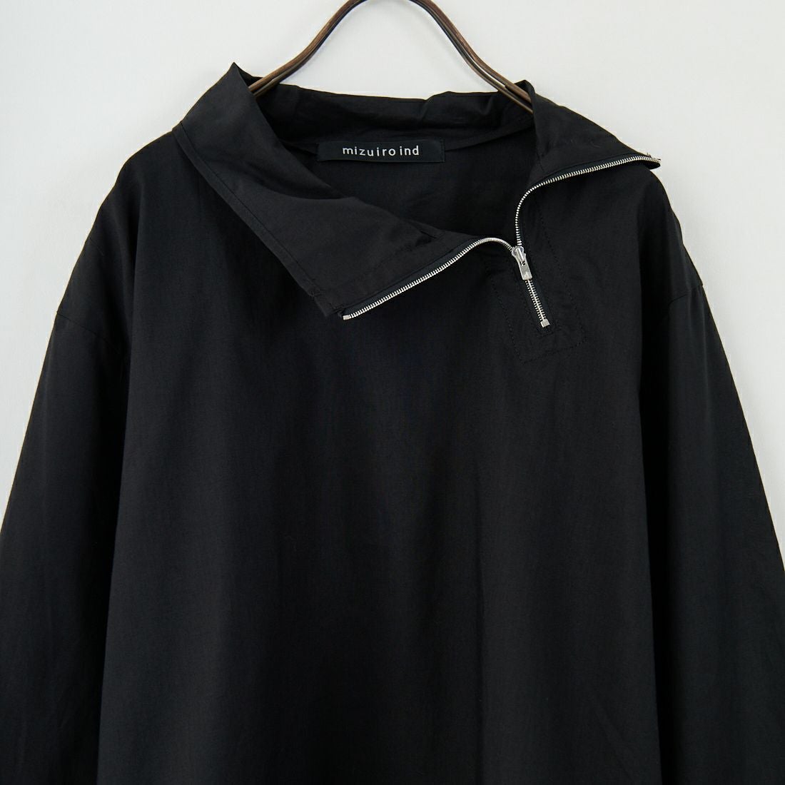 mizuiro ind [ミズイロインド] リブハイネックカラープルオーバー [3-230105] 99 BLACK