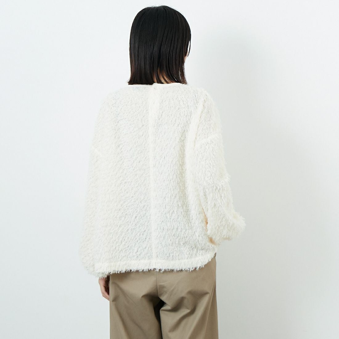 STELLA CIFFON [ステラシフォン] シアーカットジャガードブラウス [ST3-26406] 02 WHITE &&モデル身長：162cm 着用サイズ：36&&