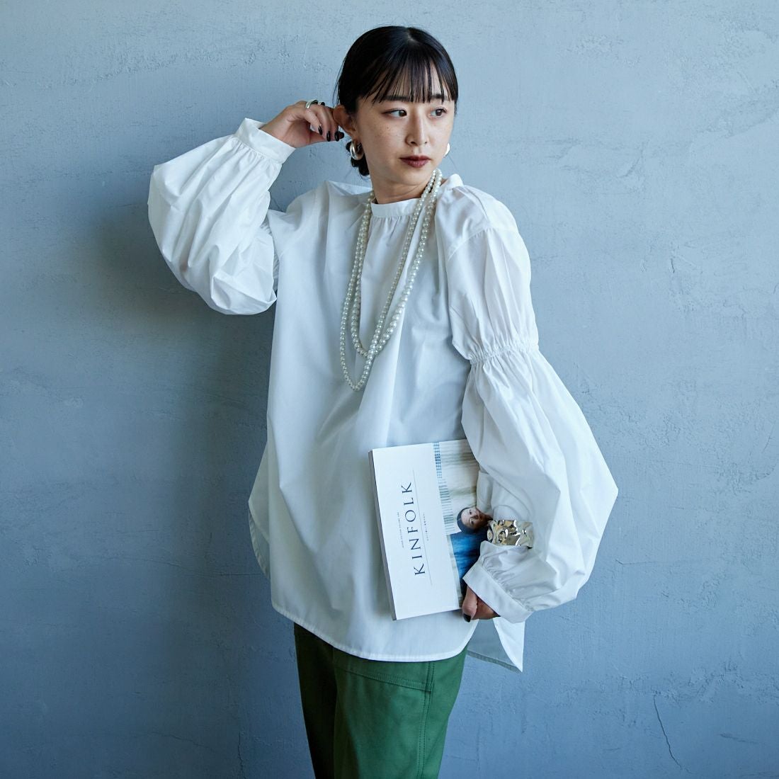 USINE [ユジーヌ] 袖ボリュームチュニックブラウス [IN2-SH-5