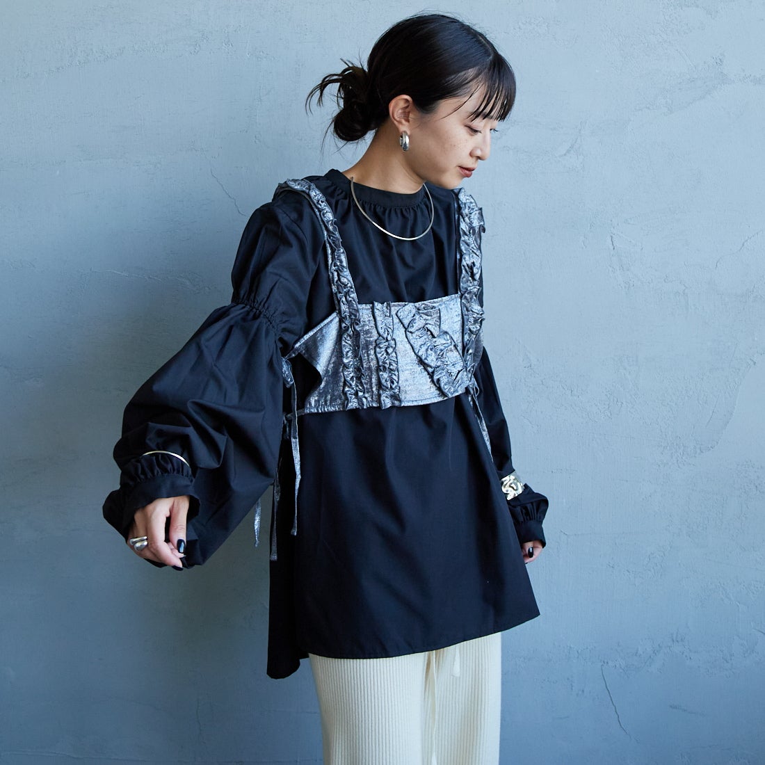 BLACK&&モデル身長：150cm 着用サイズ：F&&