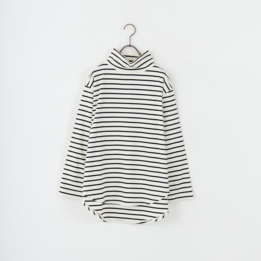 tumugu: [ツムグ] 裾ラウンドハイネックロングボーダーTシャツ [TC22301-BA] 9L BORDER