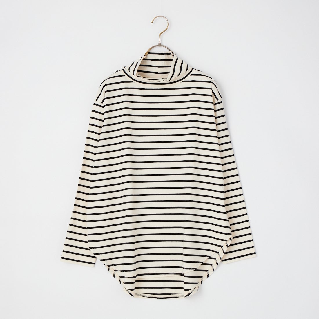 tumugu: [ツムグ] 裾ラウンドハイネックロングボーダーTシャツ [TC22301-BA] 9L BORDER