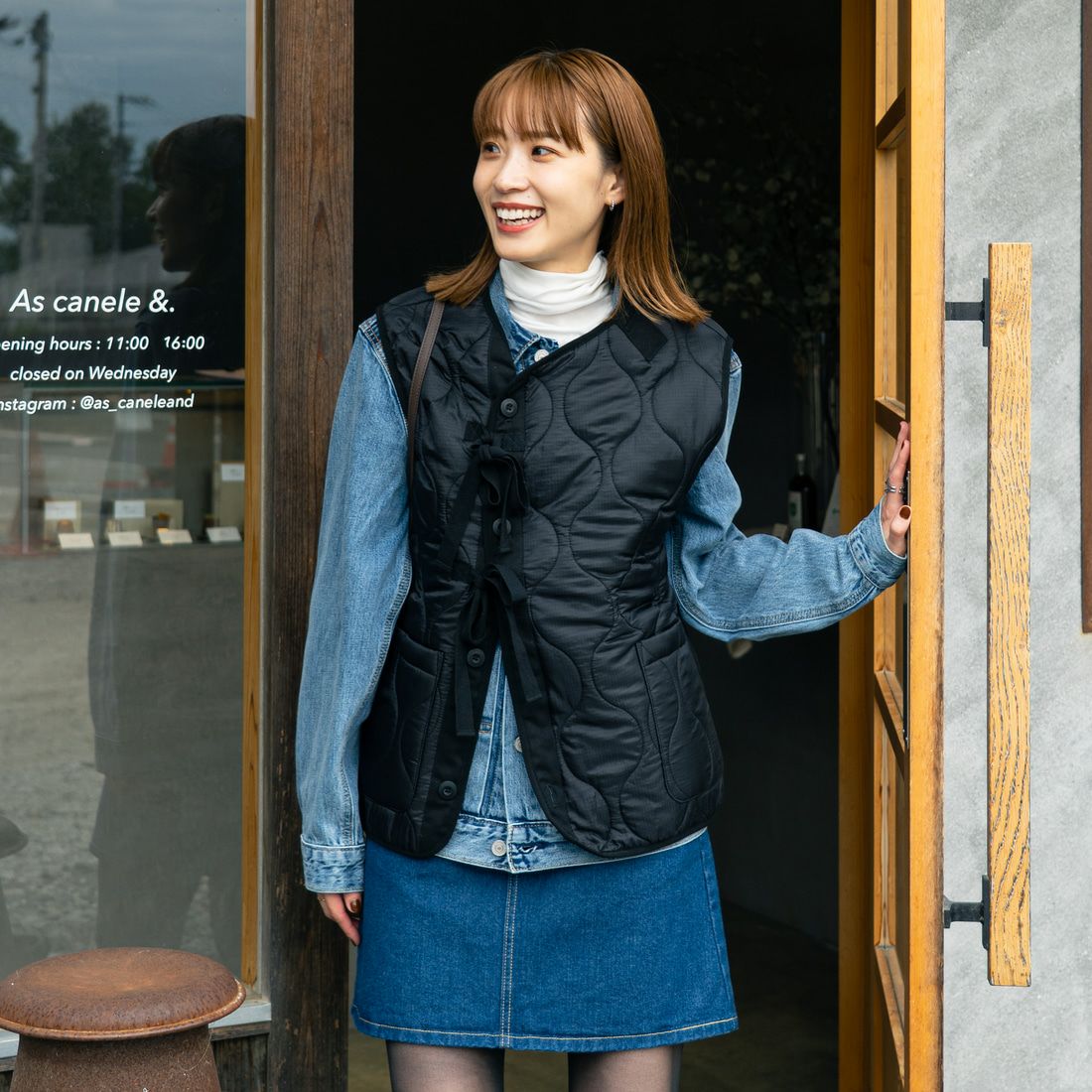 BLACK&&モデル身長：167cm 着用サイズ：M&&