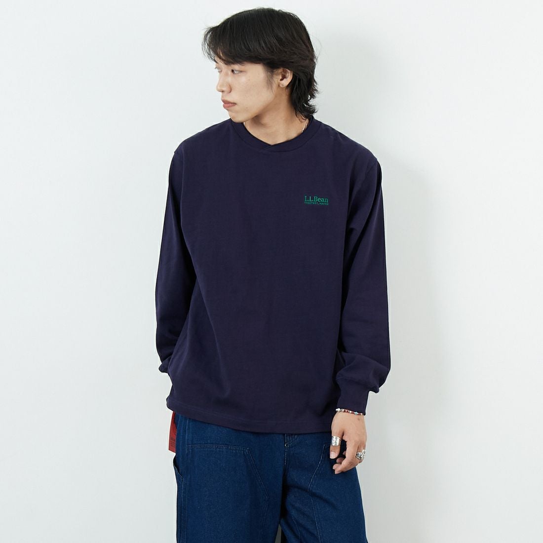 L.L.BEAN [エルエルビーン] ユニオン ロングスリーブTシャツ [5475-1031] 67 NAVY &&モデル身長：179cm 着用サイズ：M&&