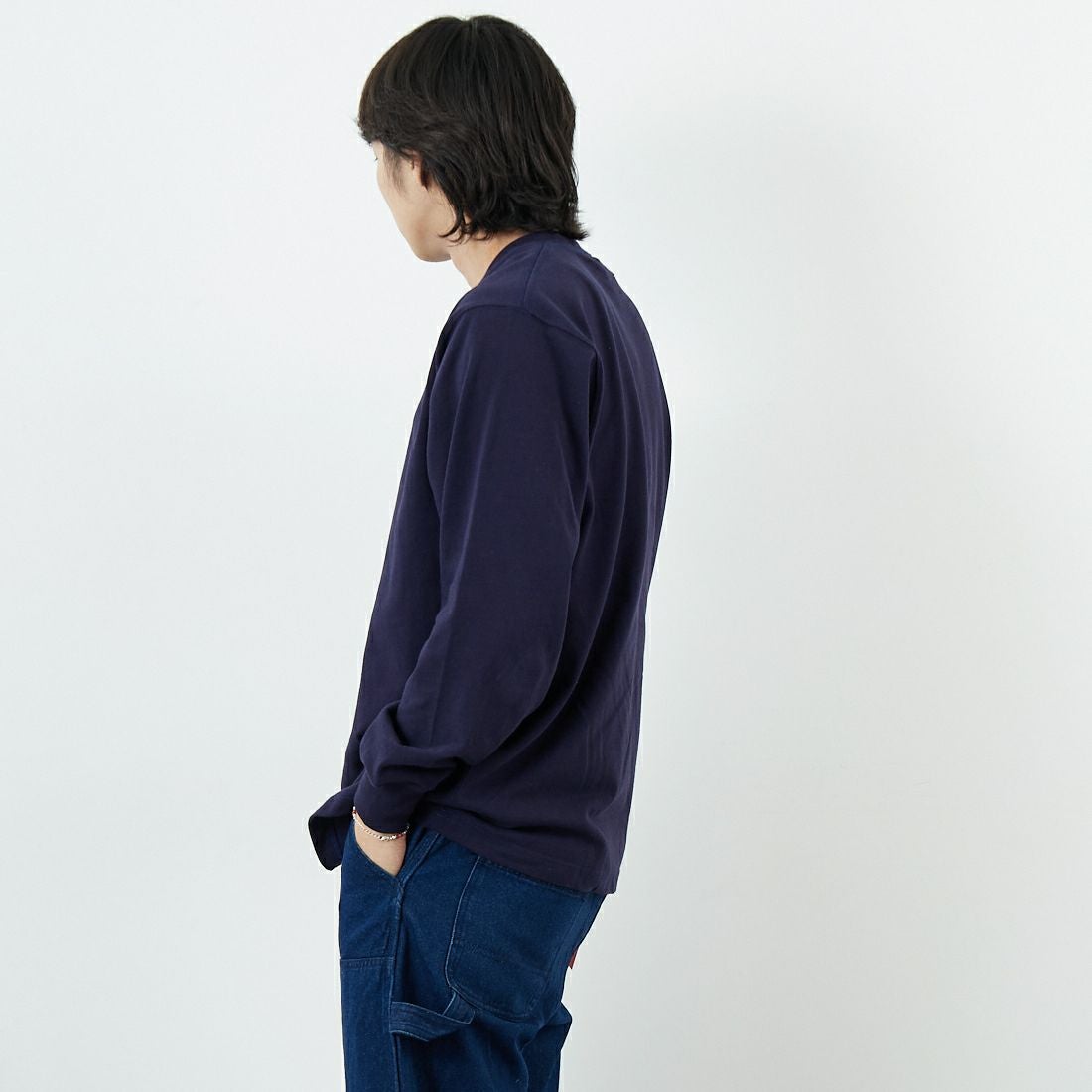 L.L.BEAN [エルエルビーン] ユニオン ロングスリーブTシャツ [5475-1031] 67 NAVY &&モデル身長：179cm 着用サイズ：M&&