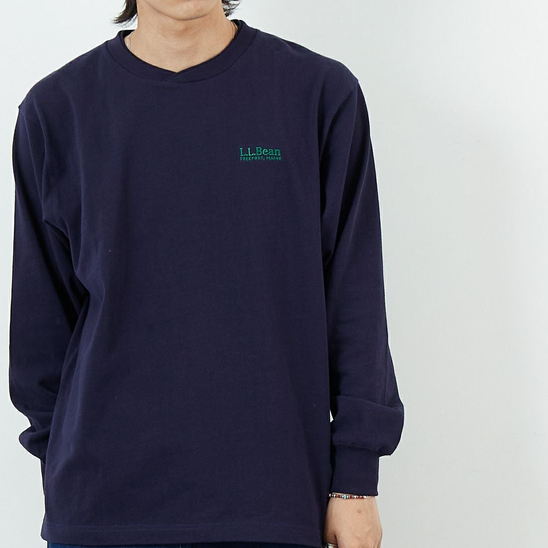 L.L.BEAN [エルエルビーン] ユニオン ロングスリーブTシャツ [5475-1031] 67 NAVY &&モデル身長：179cm 着用サイズ：M&&