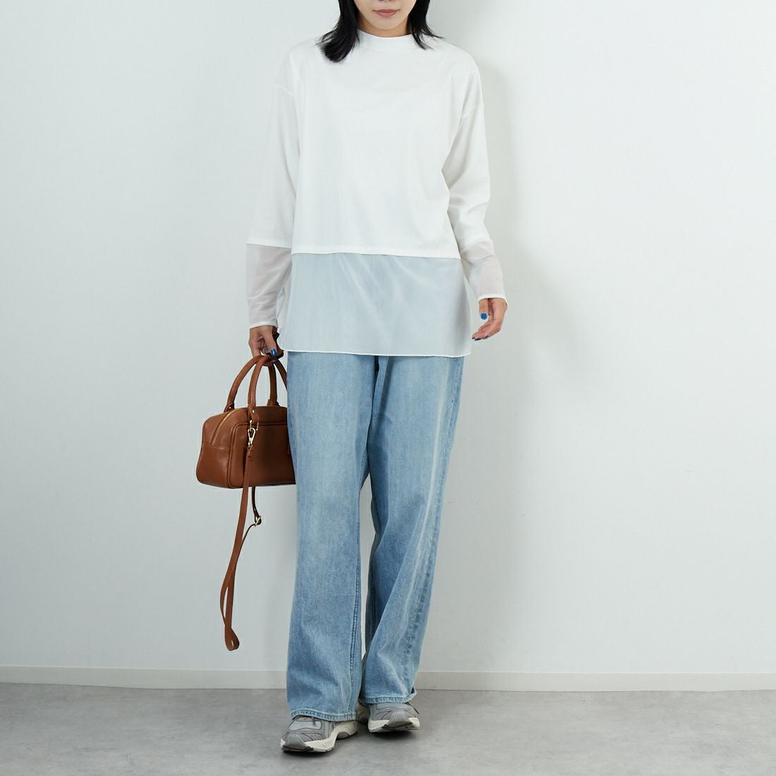 Maison de L'allure [メゾン ドゥ ラリュール] シアーレイヤード 裾ラウンドプルオーバー [M25132008] 02 OFF &&モデル身長：167cm 着用サイズ：F&&