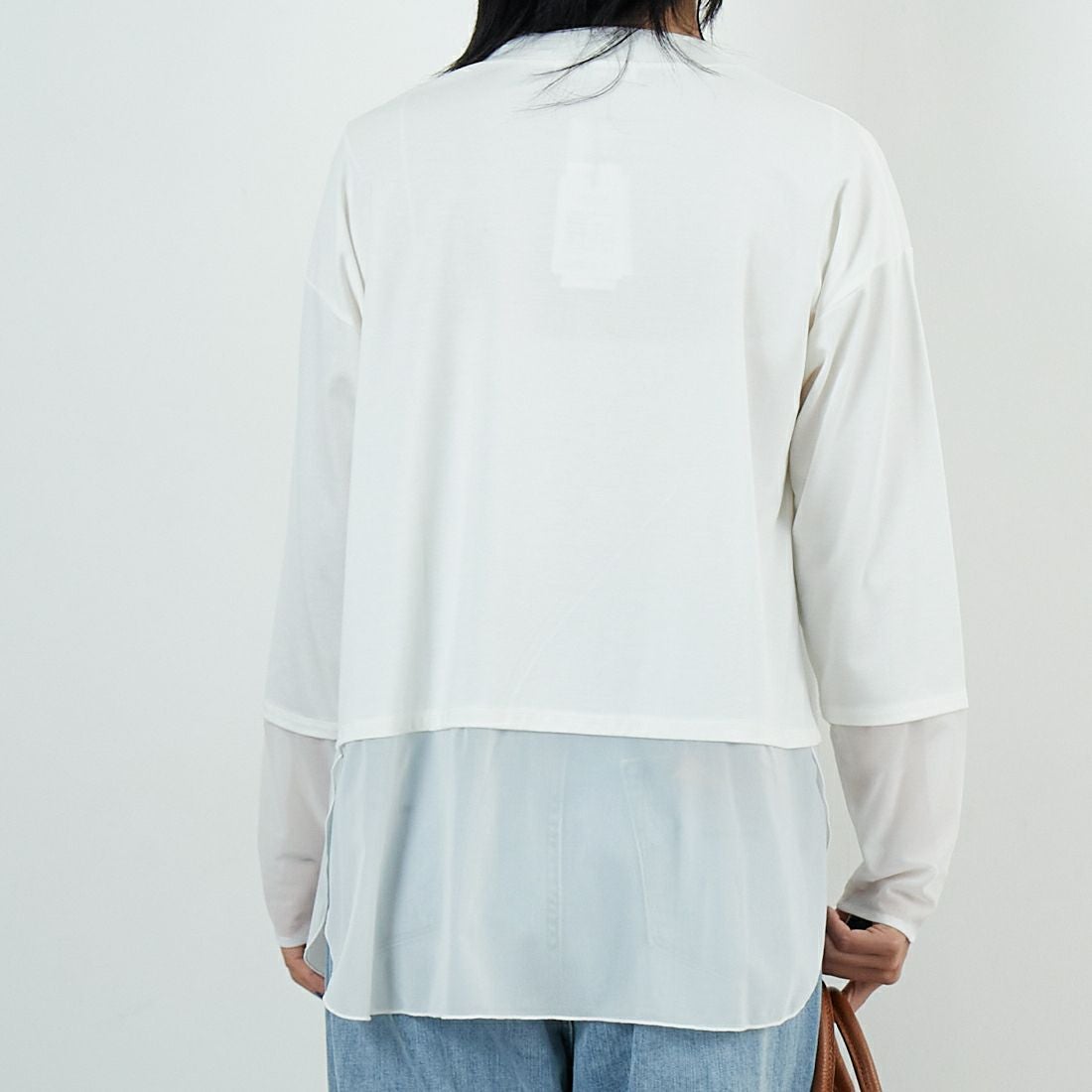 Maison de L'allure [メゾン ドゥ ラリュール] シアーレイヤード 裾ラウンドプルオーバー [M25132008] 02 OFF &&モデル身長：167cm 着用サイズ：F&&