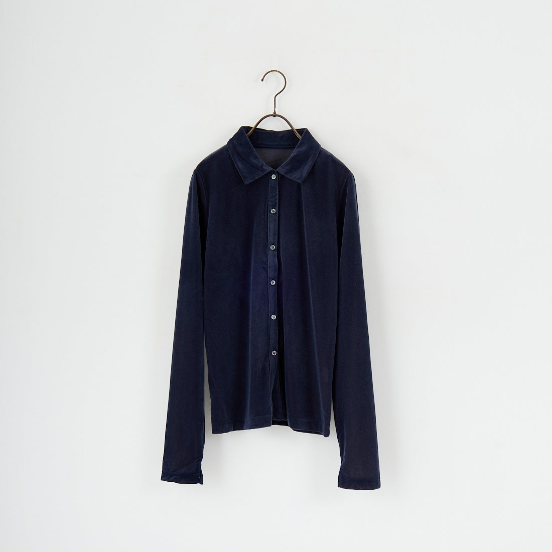 hwyl [ヒュイル] ベロアシャツ [55285554] ﾈｲﾋﾞｰ &&モデル身長：167cm 着用サイズ：2&&