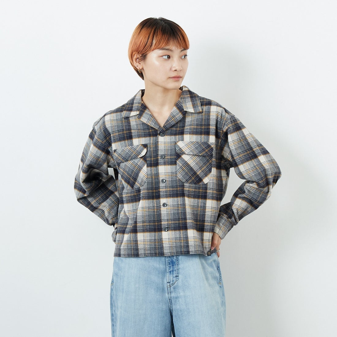 PENDLETON [ペンドルトン] オープンカラーシャツ [5475-1100] 28 OFF/MUS &&モデル身長：160cm 着用サイズ：S&&