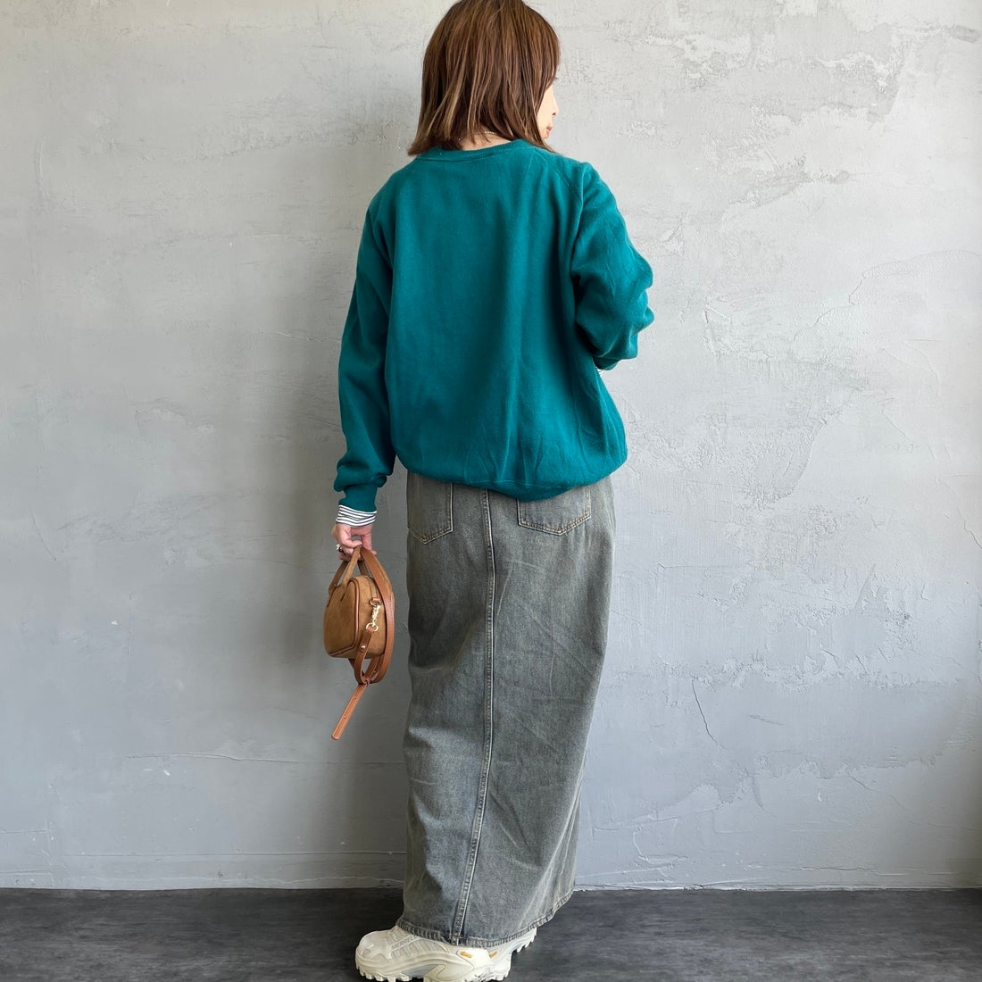Jeans Factory Clothes [ジーンズファクトリークローズ] コットンデニムナロースカート [JFC-254-066] T.ACID BLU &&モデル身長：158cm 着用サイズ：M&&