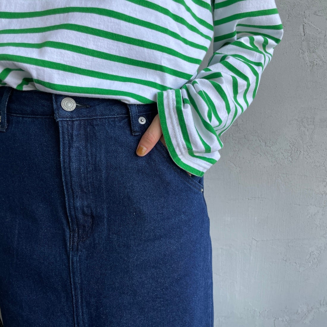 Jeans Factory Clothes [ジーンズファクトリークローズ] コットンデニムナロースカート [JFC-254-066] ONE WASH	&&モデル身長：158cm 着用サイズ：S&&