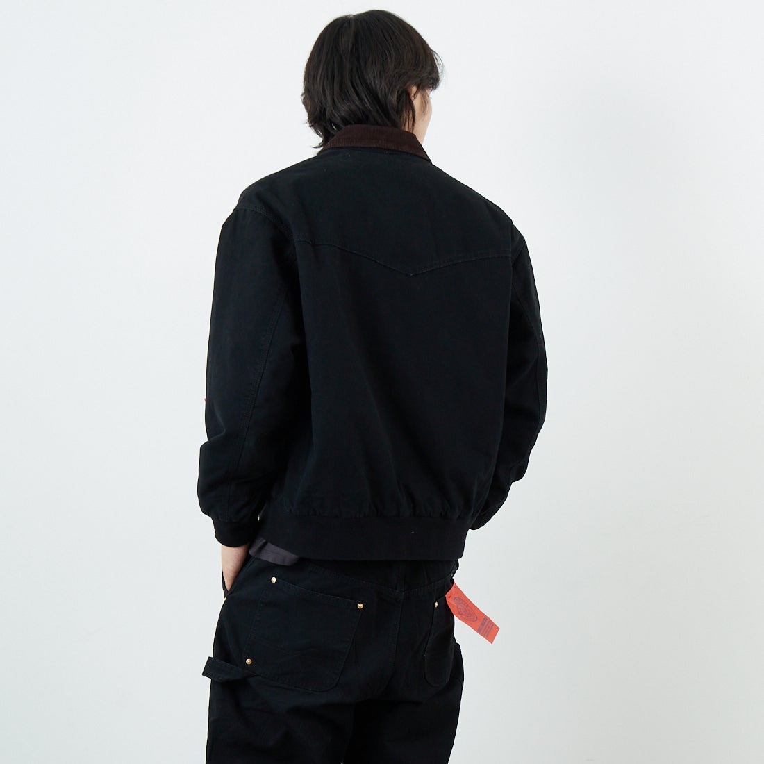 Jeans Factory Clothes [ジーンズファクトリークローズ] STANDARD ダックサンタフェワークジャケット [JFC-254-065] BLACK &&モデル身長：179cm 着用サイズ：S&&