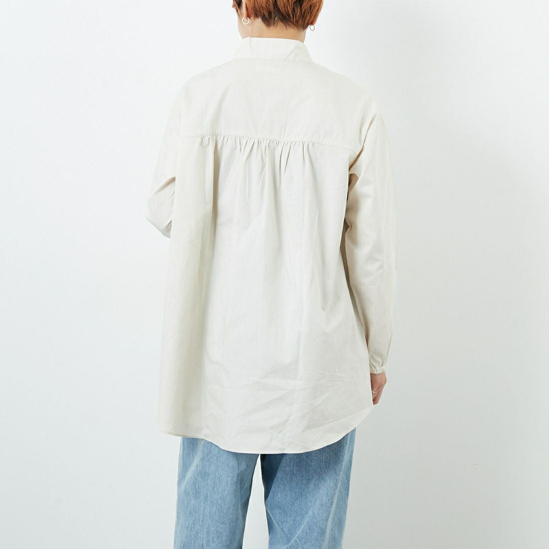 Commencement [コメンスメント] ロングスリーブボウタイシャツ [C-315] SILVER &&モデル身長：160cm 着用サイズ：F&&