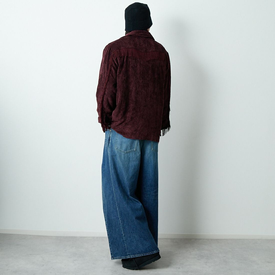 Needles [ニードルズ] フリンジオープンカラーシャツ [RW261] B BURGUNDY &&モデル身長：179cm 着用サイズ：M&&