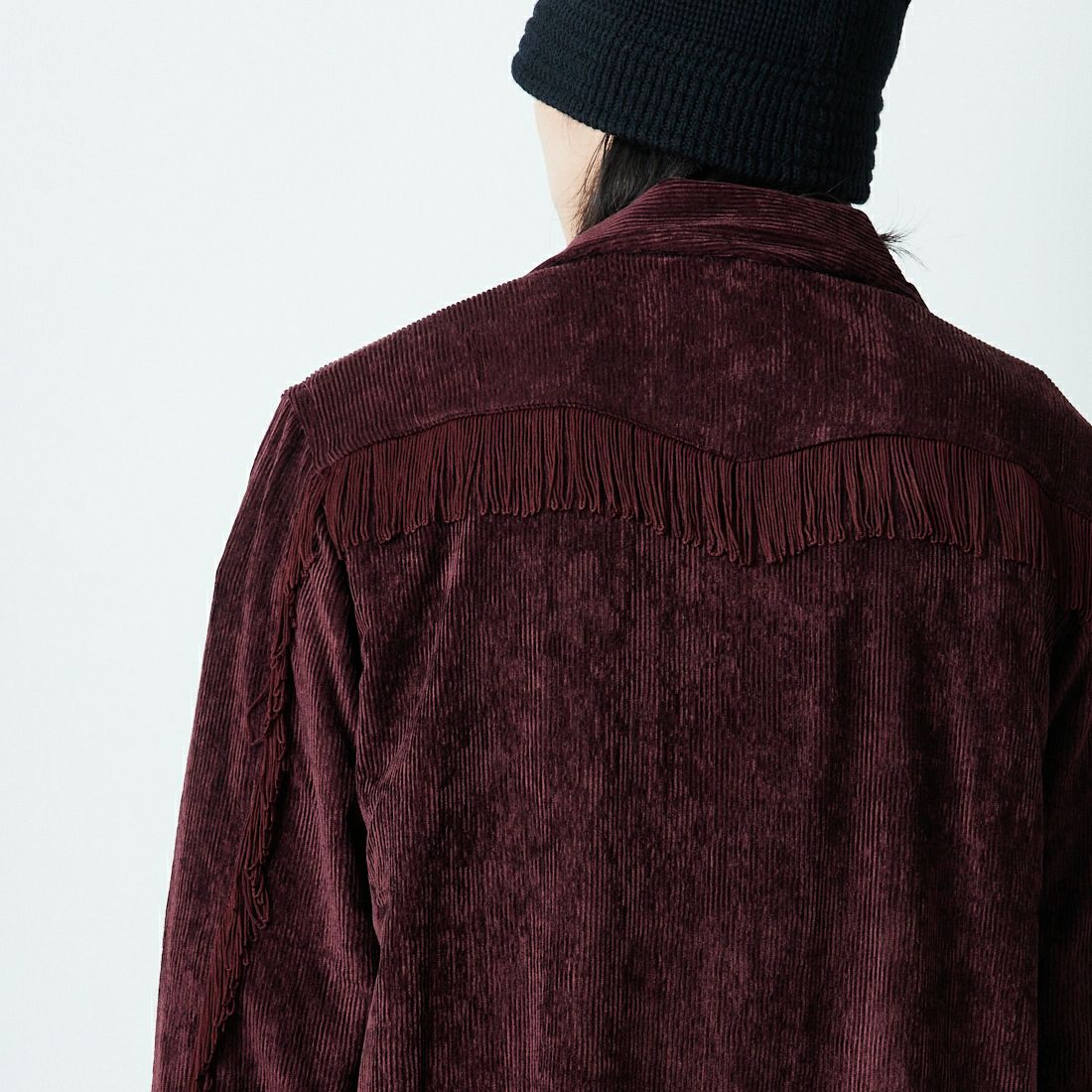 Needles [ニードルズ] フリンジオープンカラーシャツ [RW261] B BURGUNDY &&モデル身長：179cm 着用サイズ：M&&