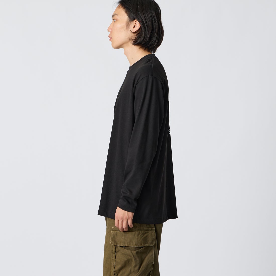 LACOSTE [ラコステ] PARISロゴ ヘビーオンスTシャツ [TH9396] 031 BLACK &&モデル身長：175cm 着用サイズ：4&&