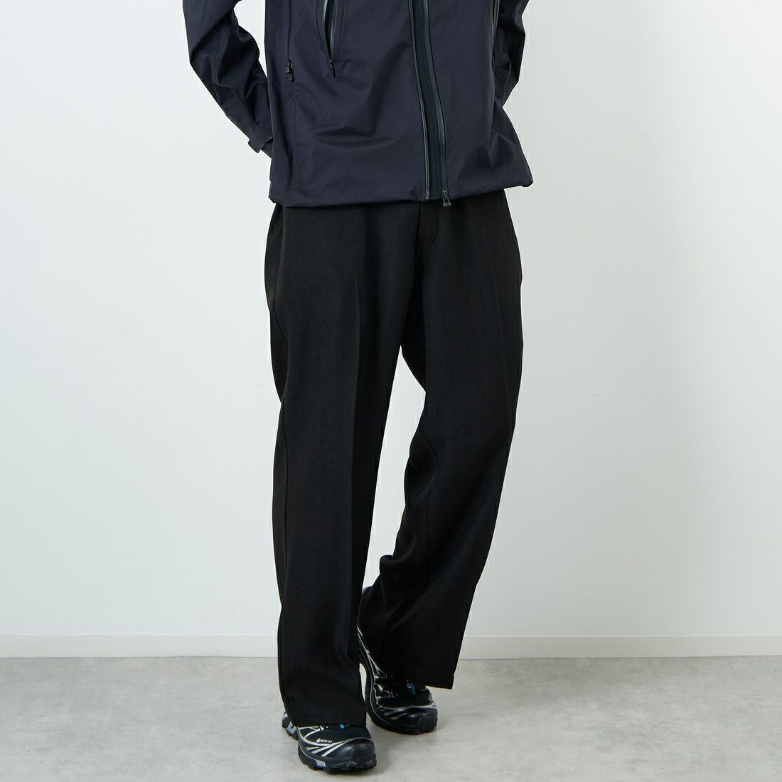 Dickies [ディッキーズ] 別注 ヘリンボーン グランパワークパンツ [253M401N01-JF] BLACK &&モデル身長：179cm 着用サイズ：XL&&