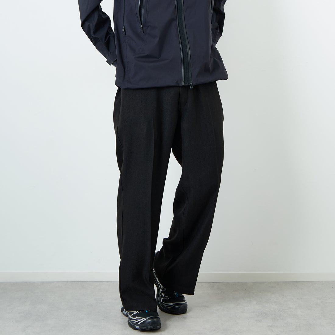 Dickies [ディッキーズ] 別注 ヘリンボーン グランパワークパンツ [253M401N01-JF] BLACK &&モデル身長：179cm 着用サイズ：XL&&