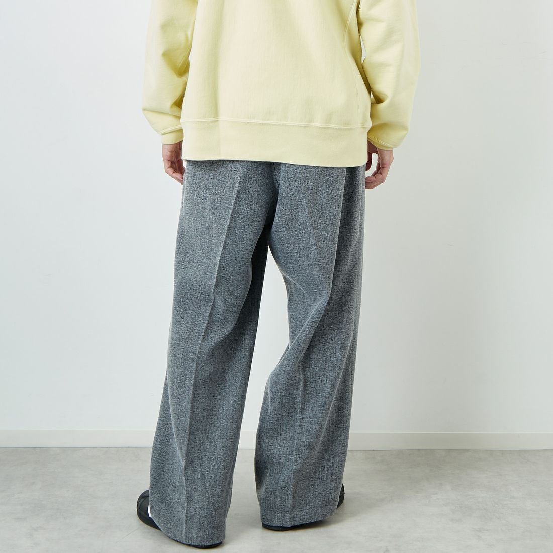 Dickies [ディッキーズ] 別注 ヘリンボーン グランパワークパンツ [253M401N01-JF] GRAY &&モデル身長：168cm 着用サイズ：XL&&