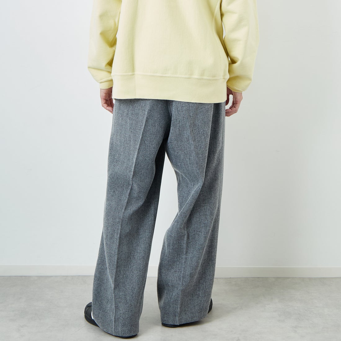 Dickies [ディッキーズ] 別注 ヘリンボーン グランパワークパンツ [253M401N01-JF] GRAY &&モデル身長：168cm 着用サイズ：XL&&