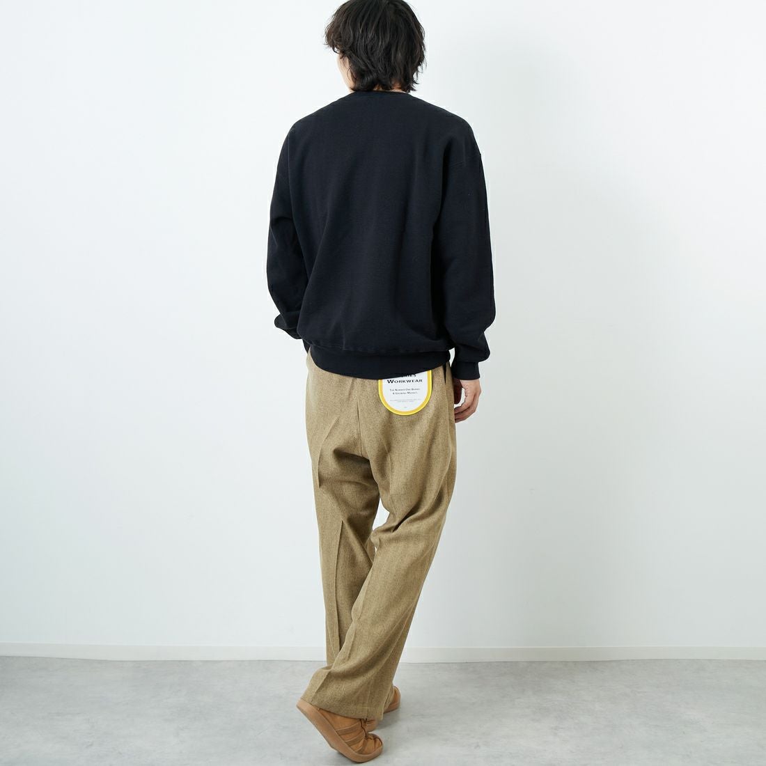 Dickies [ディッキーズ] 別注 ヘリンボーン グランパワークパンツ [253M401N01-JF] BEIGE &&モデル身長：179cm 着用サイズ：XL&&